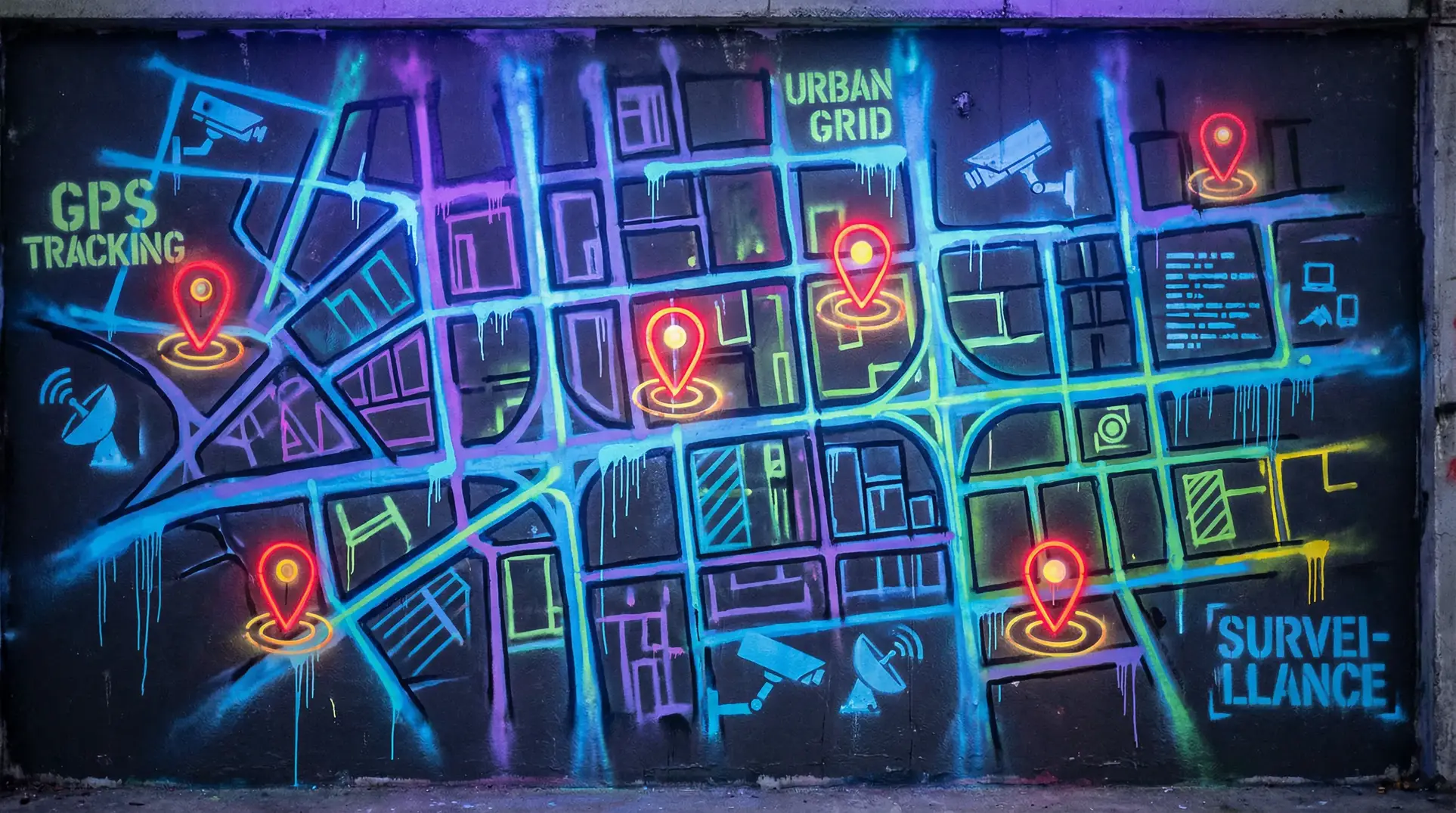 开创云 狗仔追踪地图 - 城市涂鸦风格